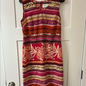 Kathie Lee Collection Red and Pink Sleeveless Sheath Dress